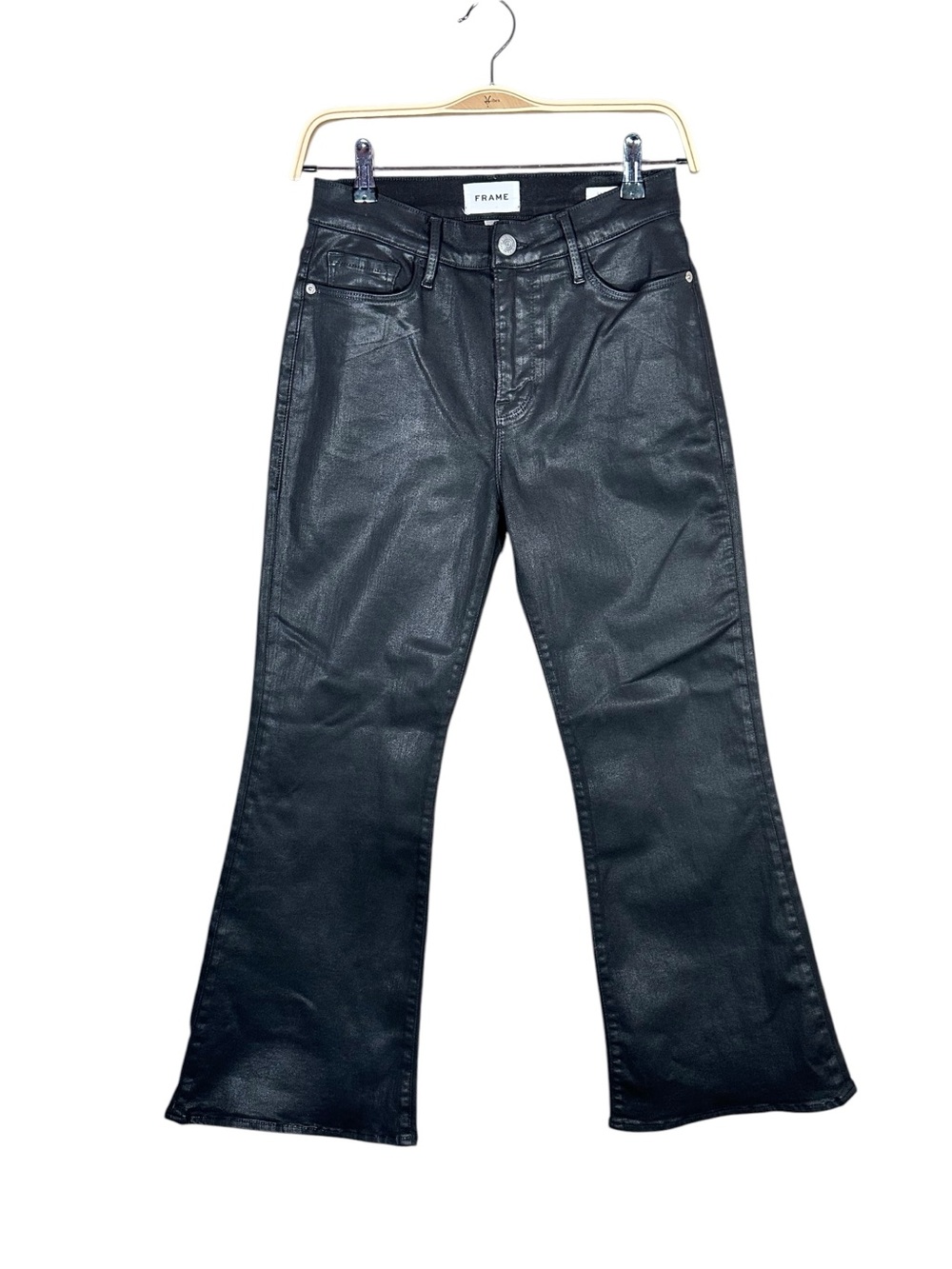 FRAME Coated Denim Le Crop Flare in coated noir - Picture 2 of 11